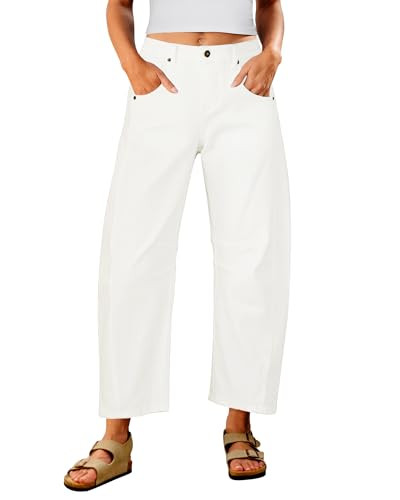 Utyful Barrel Jeans Women Cropped Baggy Trendy High Waisted Distressed Loose Stretch Denim Trouse... | Amazon (US)