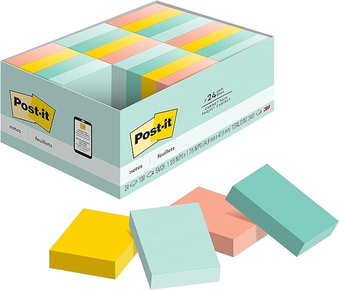 Post-it Notes, 1 3/8 in x 1 7/8 in, 24 Pads, America's #1 Favorite Sticky Notes, Beachside Café ... | Amazon (US)