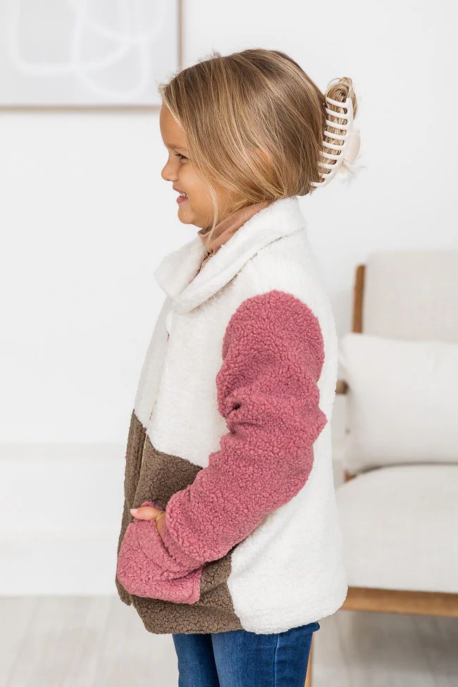Oh So Cozy Kids Colorblock Sherpa Jacket | Pink Lily