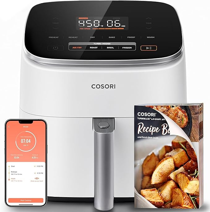 Cosori 9-in-1 TurboBlaze Air Fryer 6 Qt, Smart Control, 90°–450°F, Shake Reminders, Precise H... | Amazon (US)