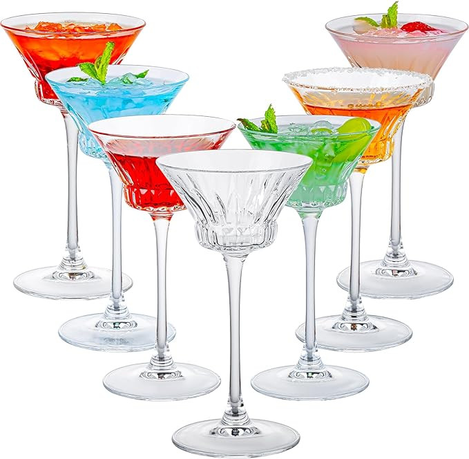 Stemmed Martini Glasses Set of 6, Premium Crystal Design Cocktail Cups 3.5 Oz, Vintage Coupe Glas... | Amazon (US)