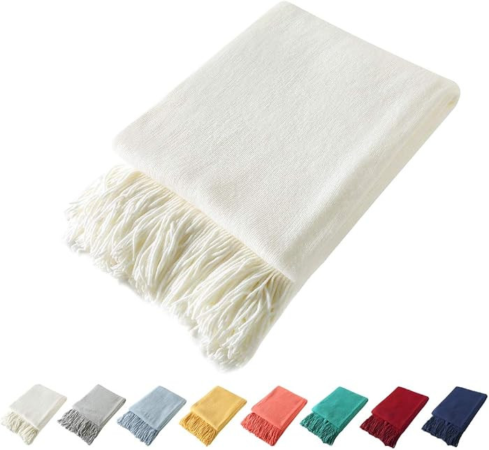 Decorative Knitted Throw Blanket with Fringe Soft & Cozy Tassel Blanket for Couch Sofa Bed- 50 x ... | Amazon (US)