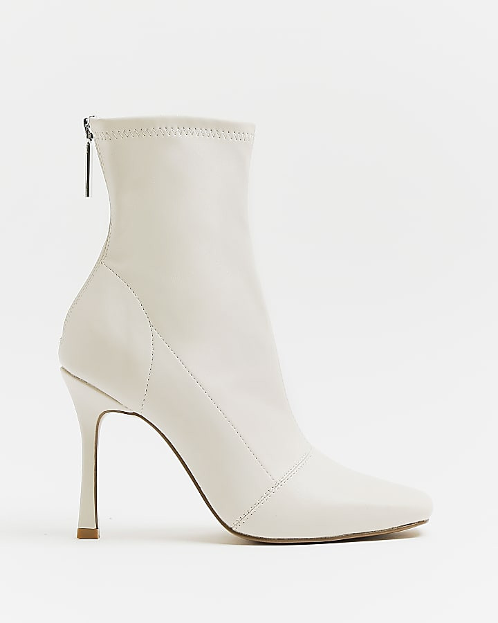 Cream faux leather sock boots | River Island (UK & IE)