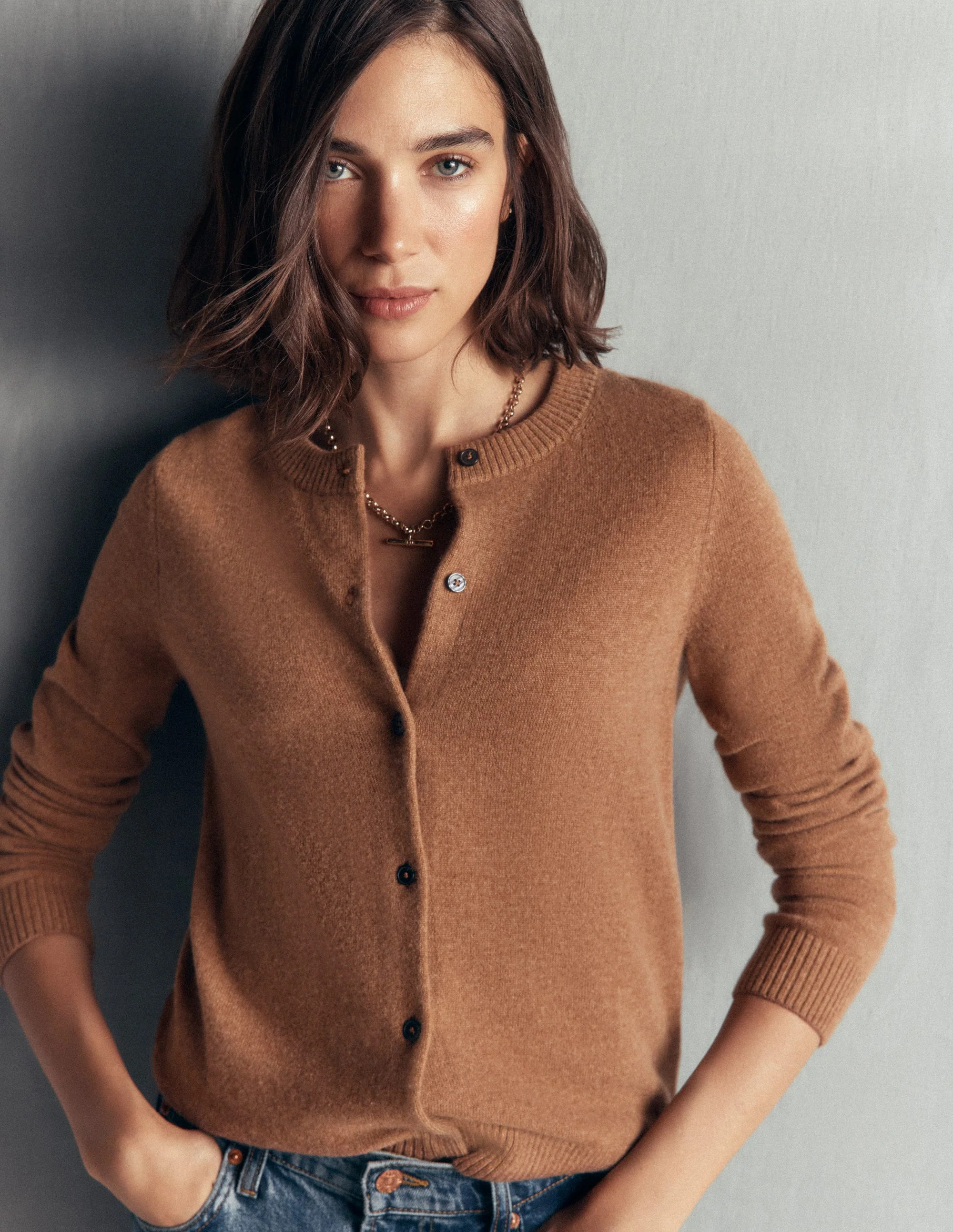 Elsie Cashmere Crew Cardigan-Warm Ginger | Boden (US)