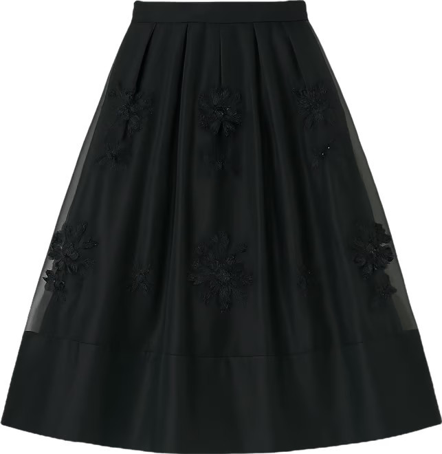 Taffeta Skirt With Embroidered Organza Overlay | Brooks Brothers