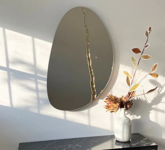 Fracture™  Contemporary İrregular Mirror With Brass Detailed | Etsy | Etsy (US)