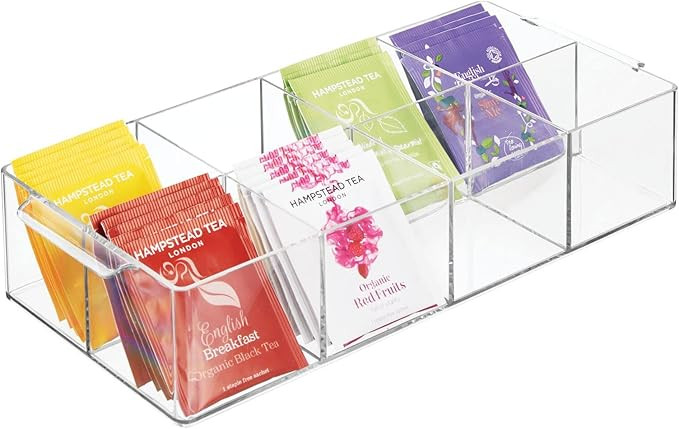 mDesign Plastic Condiment Organizer and Tea Bag Holder - 8-Compartment Kitchen Pantry/Countertop ... | Amazon (US)
