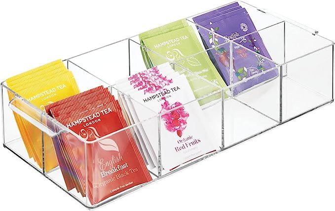 mDesign Plastic Condiment Organizer and Tea Bag Holder - 8-Compartment Kitchen Pantry/Countertop ... | Amazon (US)