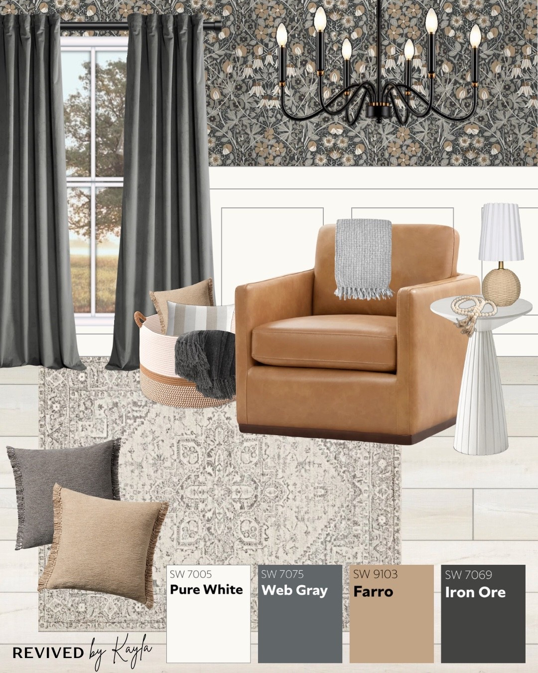 Cozy corner mood board with black, grey, and tan decor 🩶 This could be in a living room, bedroom, or office!

#roomdecor #roomdesign #homedecor #homedesign #cozycorner #accentchair #rug #greycurtains #sidetable #blankets #blanketbasket #decor #home #furniture #greydecor #paintcolors #colorpalette #fall 

#LTKFindsUnder100 #LTKFindsUnder50 #LTKHome
