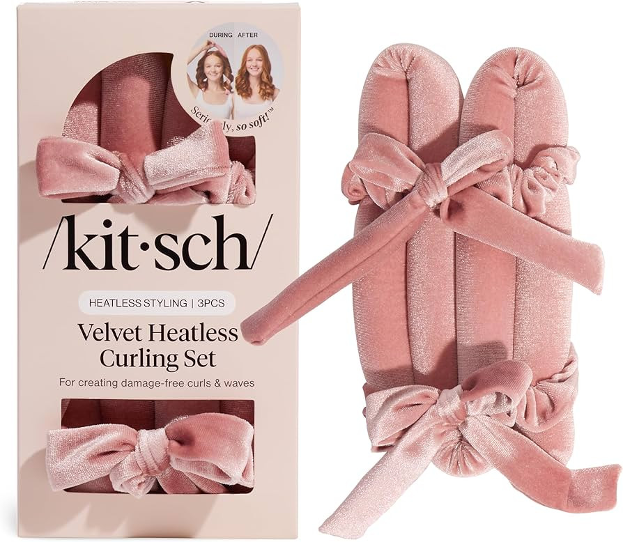 Kitsch Velvet Heatless Curling Set – Hair Curler to Sleep In for Heatless Curls Overnight - Hea... | Amazon (US)