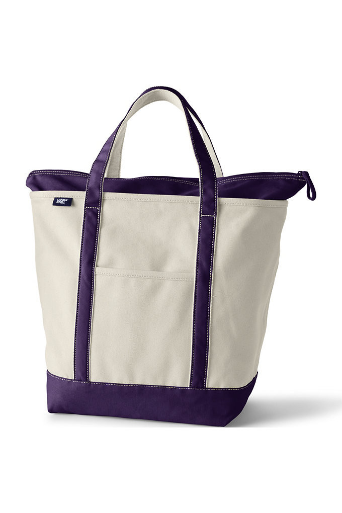 Large Natural 5 Pocket Zip Top Canvas Tote Bag - Lands' End | Lands' End (US)