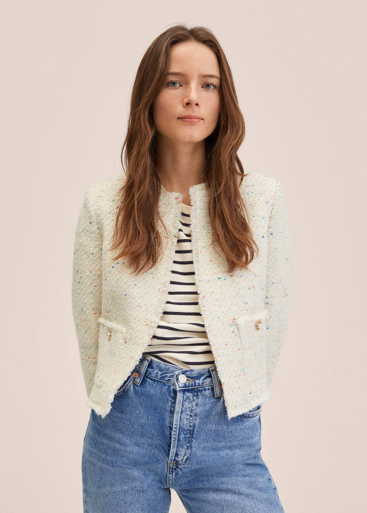 Crop tweed jacket | MANGO (US)