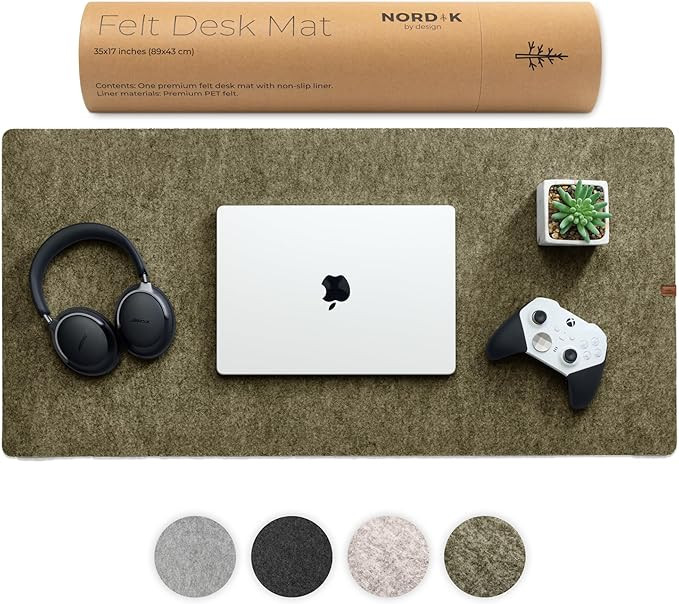 Nordik Large Felt Desk Mat – Timber Moss Green – 35 x 17 inch – Computer Desk Mat – Keybo... | Amazon (US)