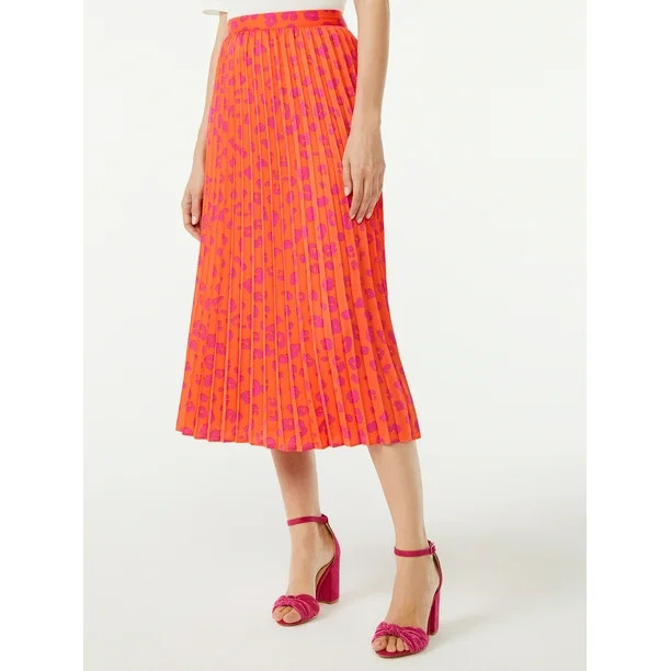 Scoop Women's Pleated Matte Satin Midi Skirt - Walmart.com | Walmart (US)