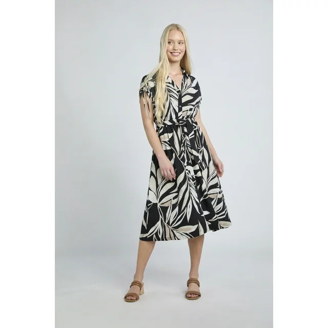 Time and Tru Women's and Women's Plus Midi Shirtdress, Sizes XS-4X | Walmart (US)