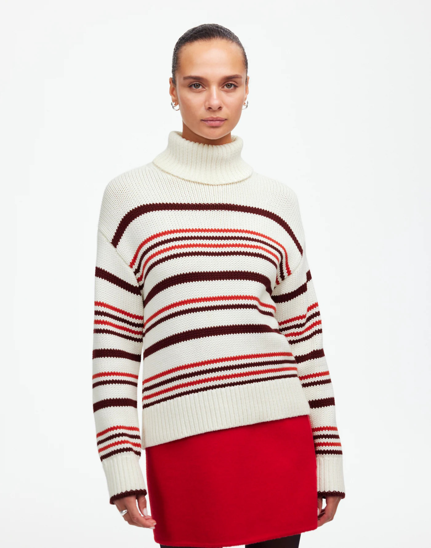 Ribbed Cotton Turtleneck Sweater in Stripe | Madewell | Madewell