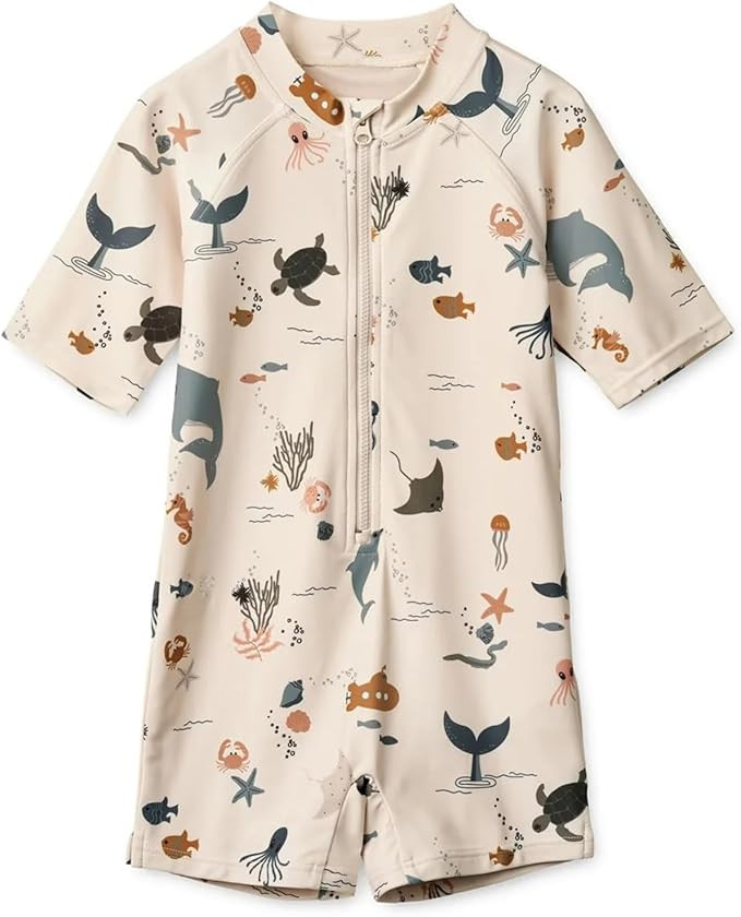 Boys One Piece Swimsuit Whale Dolphin Bathing Suit Zipper Rash Guard Kid Short Sleeve Swimwear Sh... | Amazon (US)