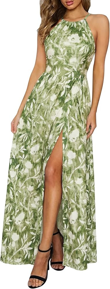 KILIG Women's Summer Floral Beach Flowy Split Maxi Long Dresses | Amazon (US)