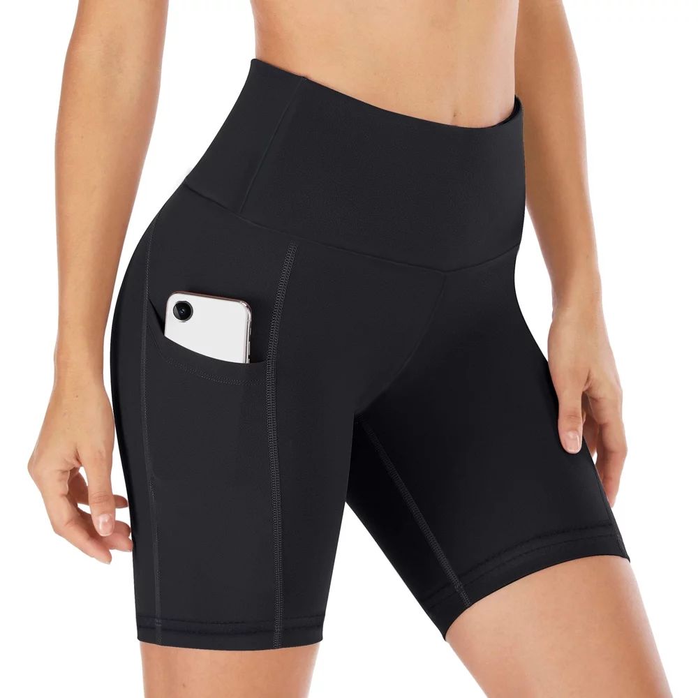 Women's Middle Waist Biker Short Side Pocket Workout Tummy Control Bike Shorts Yoga Running Exerc... | Walmart (US)