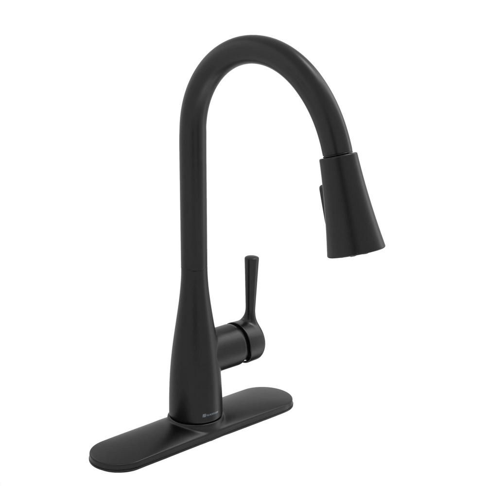 Glacier Bay Sadira Single-Handle Pull-Down Sprayer Kitchen Faucet in Matte Black-HD67726W-1510H -... | The Home Depot