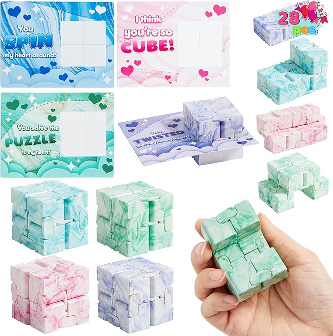 JOYIN 28 PCS Valentine's Day Gift Cards with Infinity Magic Toys, Relaxing Hand-Held Fidget Toys ... | Amazon (US)