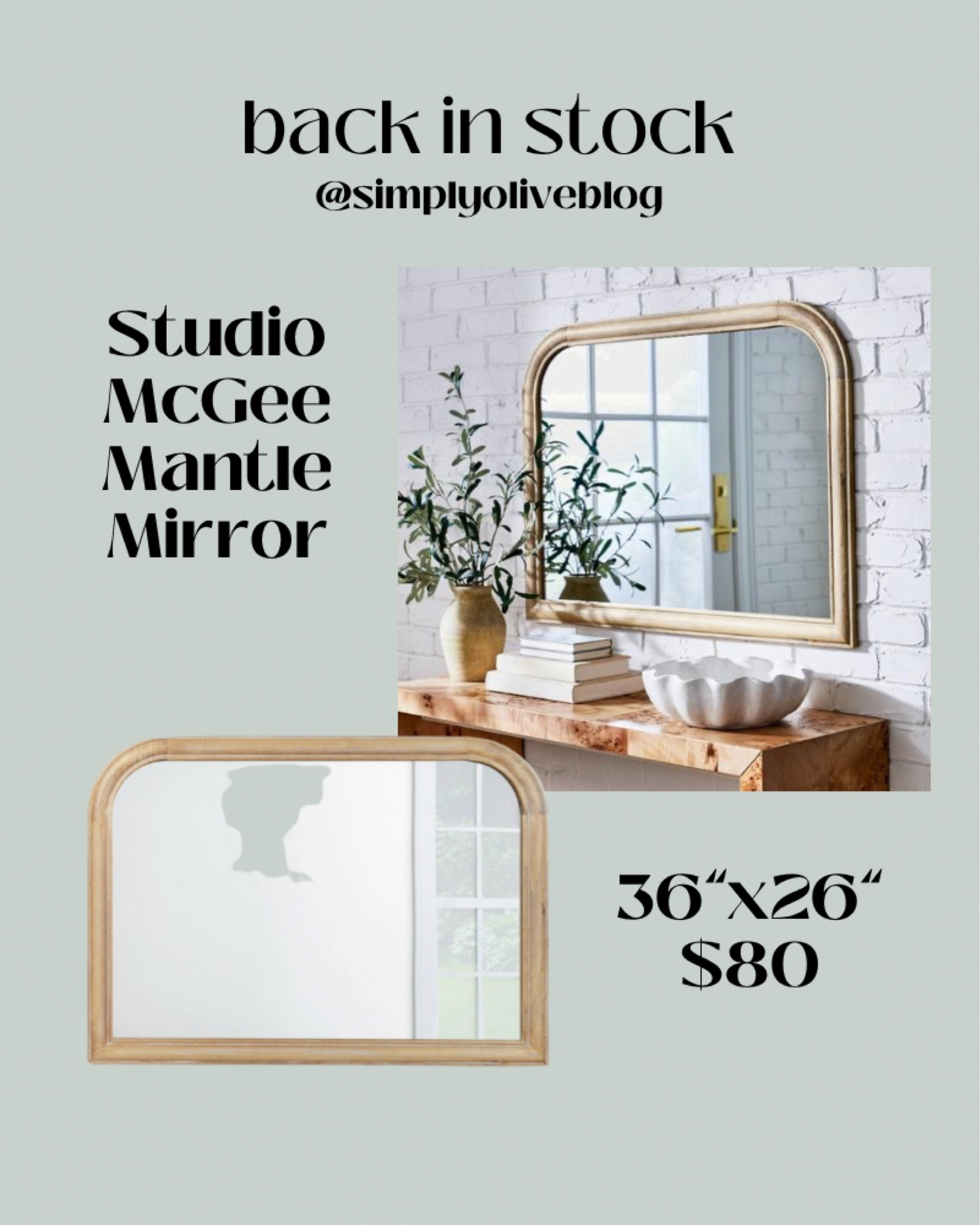Studio McGee Mantle Mirror - back in stock! Only $80, affordable and classic home decor, modern, mantle mirror

#LTKhome #LTKFind #LTKunder100