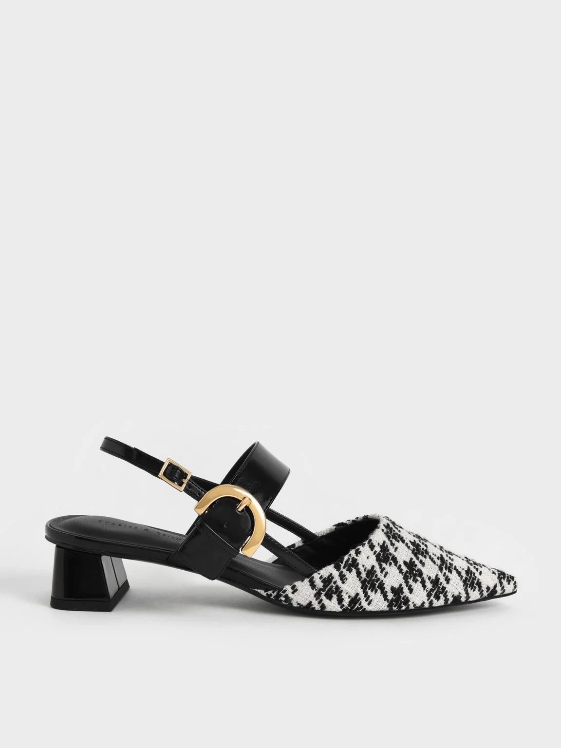 Houndstooth Buckled Slingback Pumps
 - Multi | Charles & Keith US
