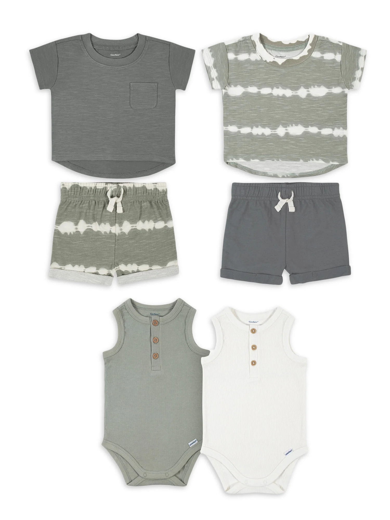 Modern Moments By Gerber Baby Boy Henley T-Shirt , Shorts & Sleeveless Bodysuits, 6-Piece Outfit ... | Walmart (US)