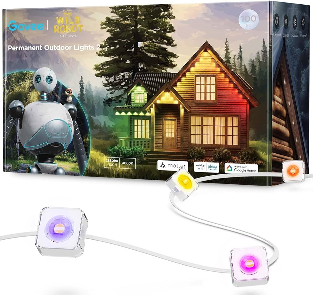 Govee Permanent Outdoor Lights 2, 100ft RGBIC Outdoor Lights with 72 LED Lights, IP67 Waterproof,... | Amazon (US)