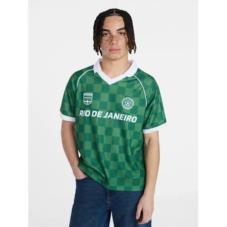 No Boundaries Soccer Jersey Mesh Tee with Short Sleeves, Men's XS-4XLT | Walmart (US)
