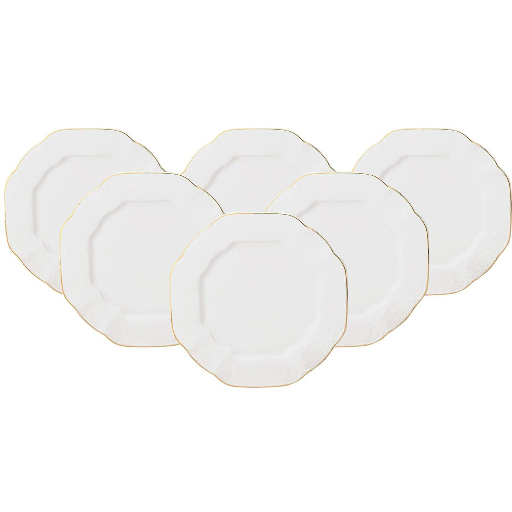 Royalty Porcelain 6-pc Gold Rim Polygonal Set of Plates for 6 (Dinner) | Walmart (US)