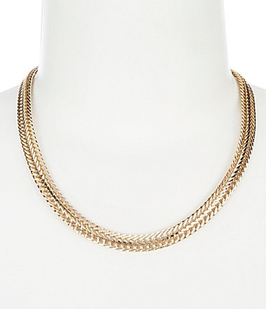 Anne Klein Flat Gold Chain Collar Necklace - Gold | Dillard's