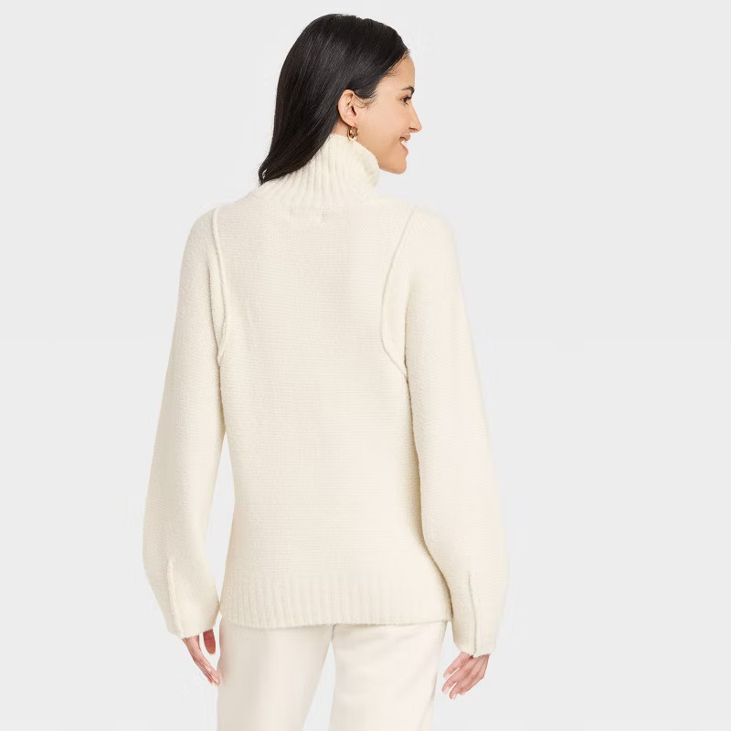 Women's Mock Turtleneck Seam Front Pullover Sweater - Universal Thread™ | Target