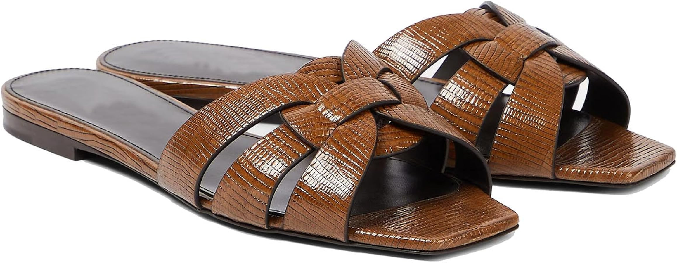 THESHY Women's Flat Sandals Square Toe Patent Leather Comfortable Slip on Slippers Casual Summer ... | Amazon (US)