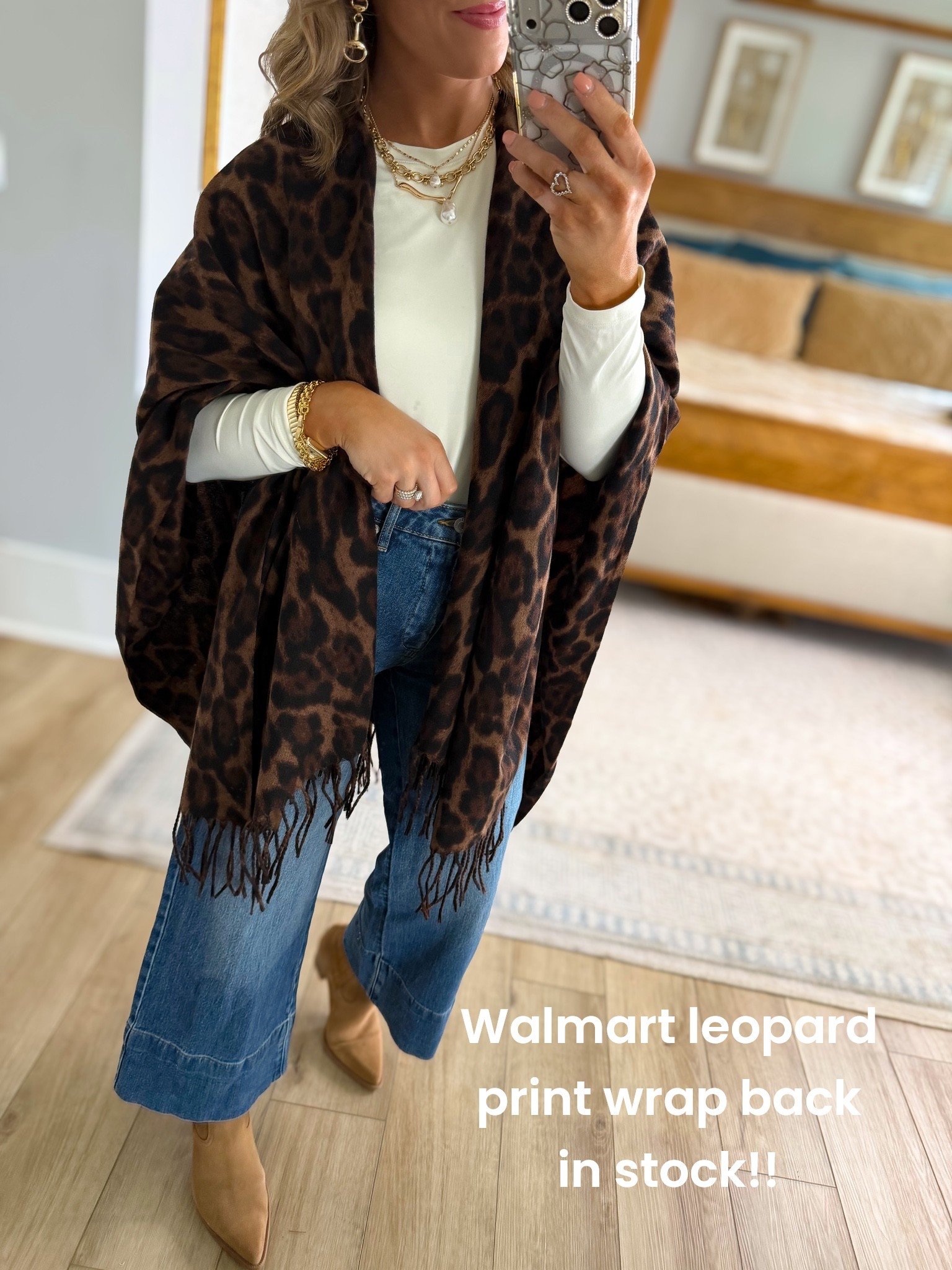 RESTOCK ALERT 🐆🤎 One of my favorite Walmart fashion finds is finally back! This leopard print wrap is such an easy way to instantly elevate a simple outfit, and the rich brown leopard print is SO good for fall. 🍂

I love it styled over a basic long sleeve top with wide leg jeans and boots—it gives the whole outfit that expensive, put-together look without trying too hard. This is one of those Walmart fall fashion pieces you can throw on for school drop-off, lunch, shopping, date night or travel and immediately feel dressed up. 🙌🏼

If you missed this Walmart leopard wrap the first time around, it’s officially RESTOCKED! 🐆✨

#walmartfashion #walmartfinds #walmartstyle #walmartfashionfinds #walmartnewarrivals #walmartfallfashion #fallfashion #falloutfitideas #leopardprint #leopardprintoutfit #affordablefashion #affordablestyle #momstyle #casualstyle #everydaystyle #walmartoutfit #fallstyle #outfitinspo

#LTKootd #LTKPetite