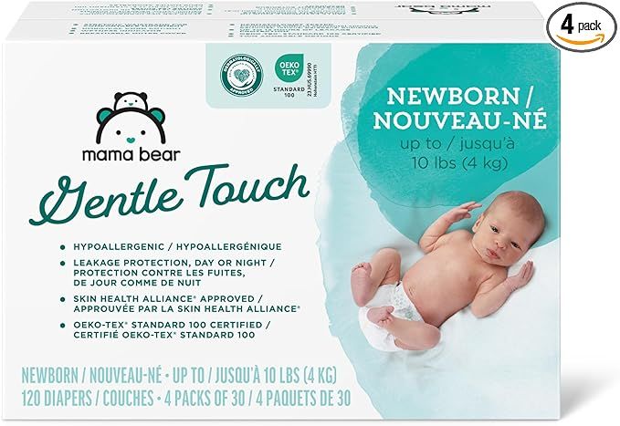 Amazon Brand - Mama Bear Gentle Touch Diapers, Hypoallergenic, Newborn, 120 Count (4 Pack of 30),... | Amazon (US)