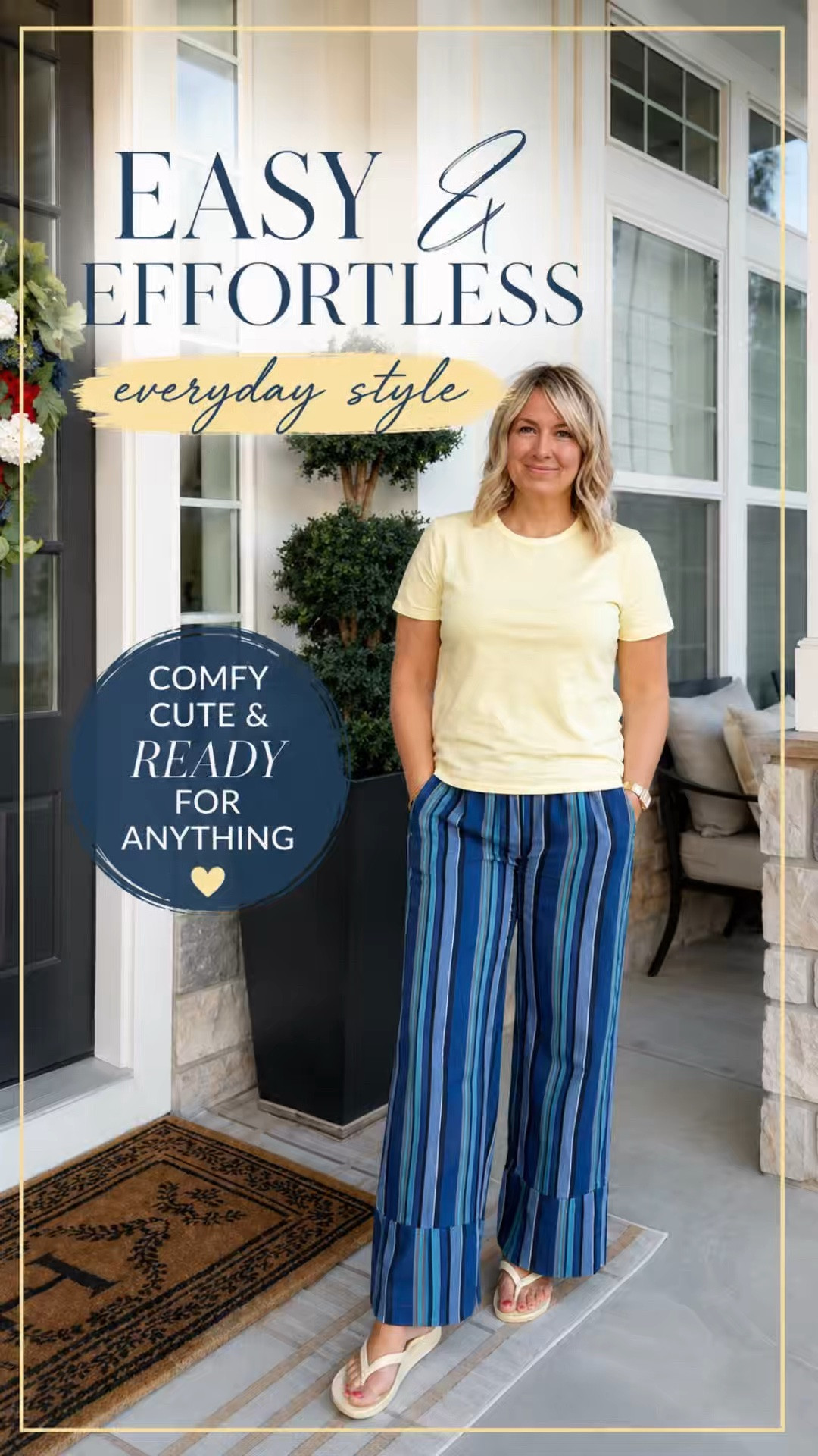 Easy summer outfits, effortless everyday style, midsize summer fashion, women over 50 fashion, colorful outfit inspiration, comfortable chic style, casual summer looks, affordable midsize fashion, vacation-ready outfits, confidence through style.
