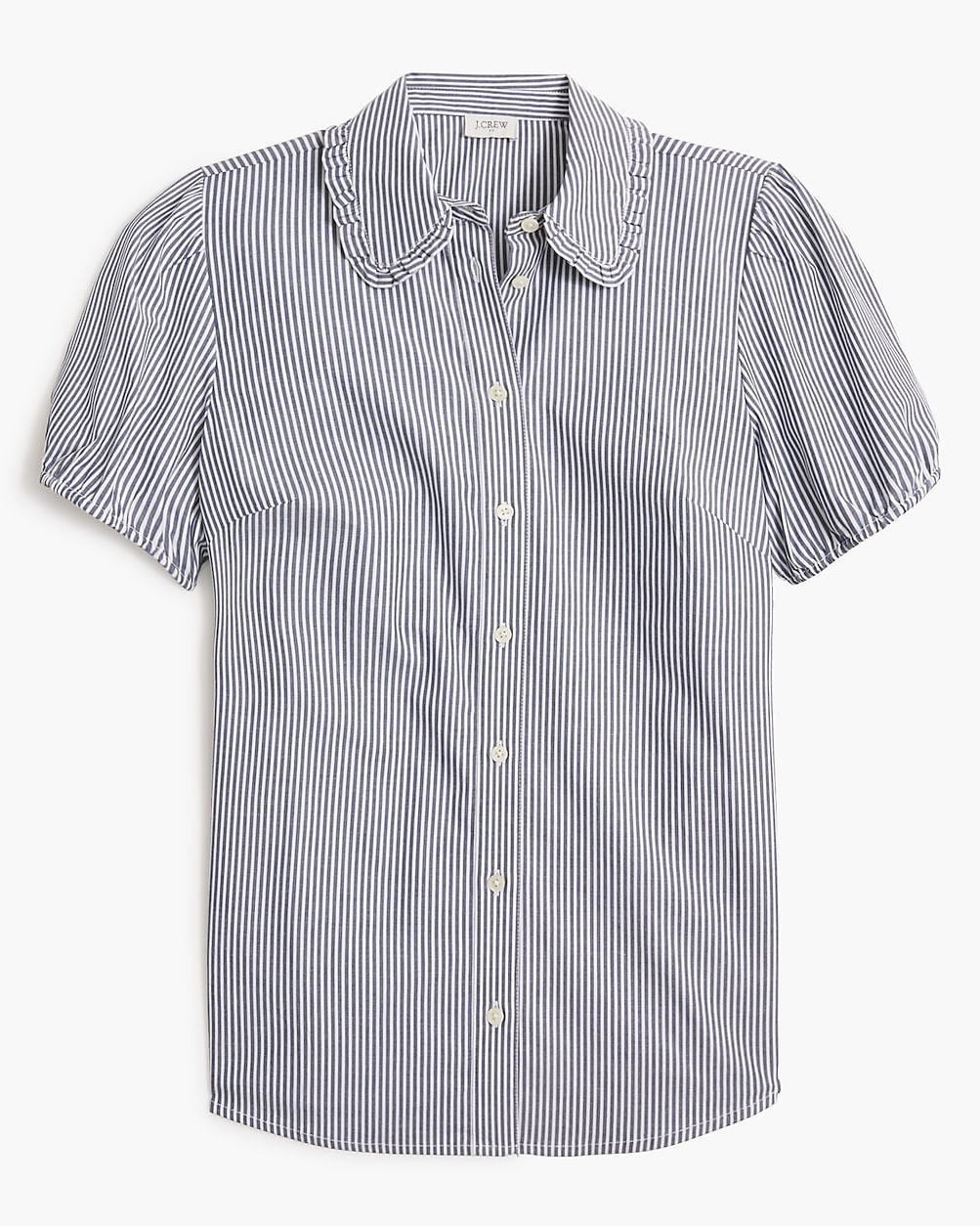 Striped puff-sleeve ruffle-collar top | J.Crew Factory