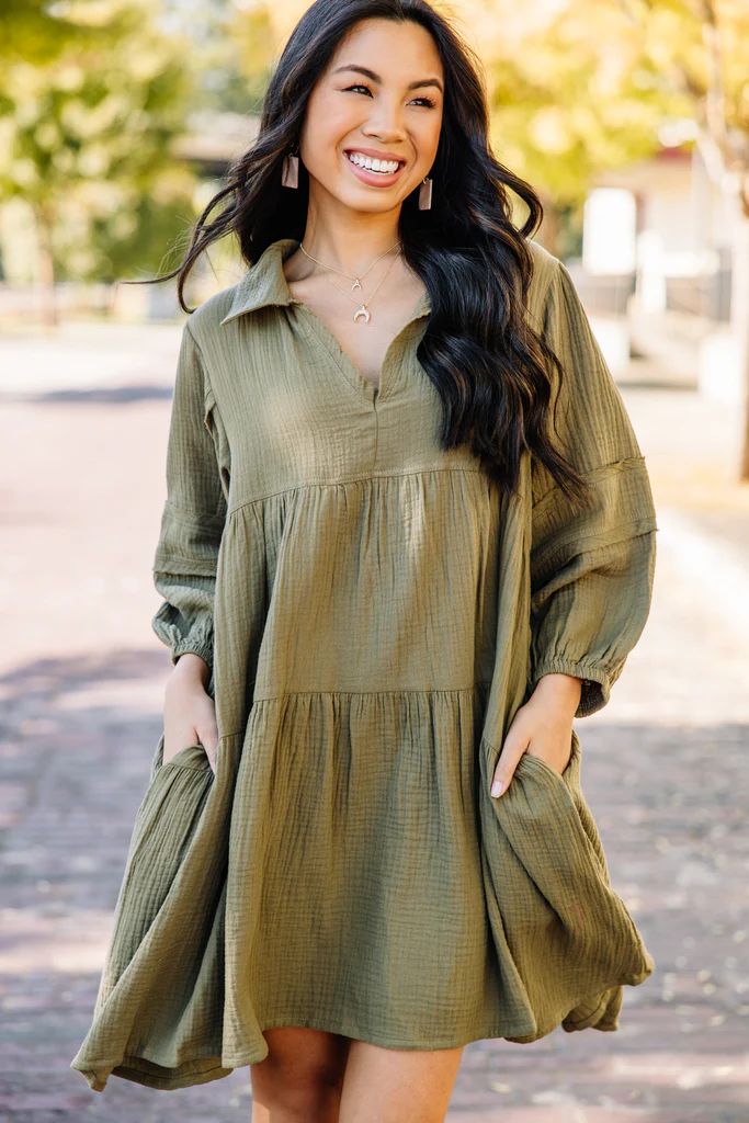 Know Who You Are Olive Green Tiered Dress | The Mint Julep Boutique