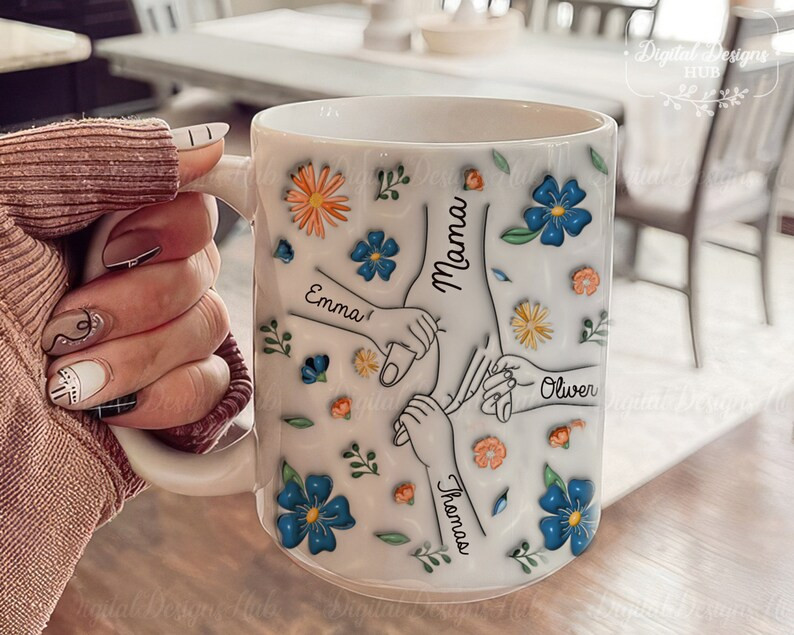 Personalized Holding Mamas Hand 3D Inflated Effect Mug, Hold My Hand, Hold My Heart, Mothers Day ... | Etsy (US)