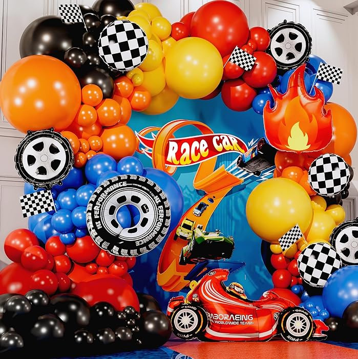 ALL-IN-1 Race Car Balloon Arch Kit with BONUS Flame & Race Car for Hot Wheels Birthday Decoration... | Amazon (US)