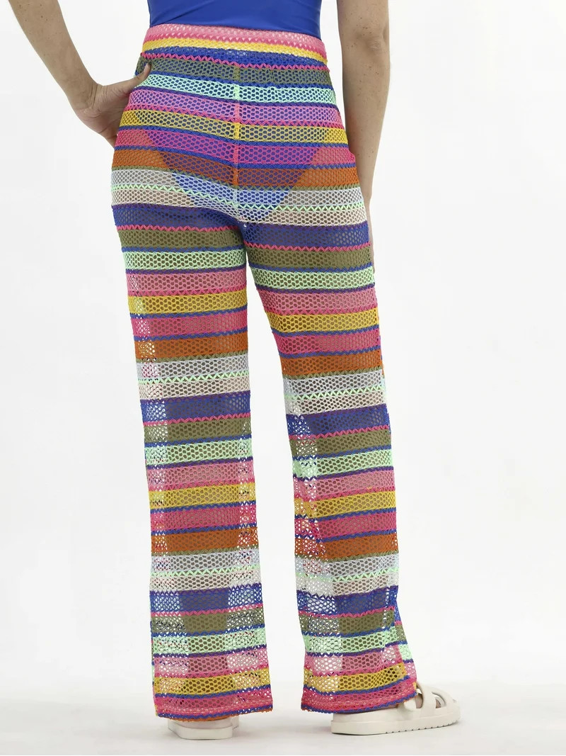 No Boundaries Striped Crochet Pants Coverup, Women's | Walmart (US)
