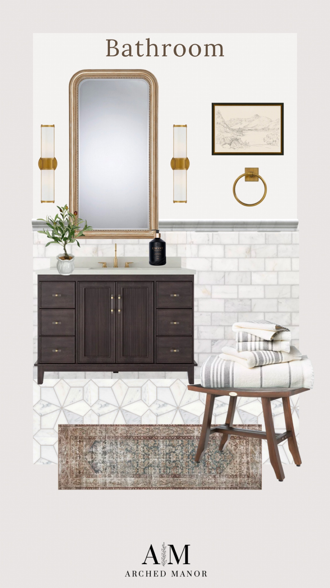 Bathroom, powder room, vanity, tile, sconces, vanity lights, towels, target, Wayfair

#LTKhome #LTKsalealert #LTKstyletip
