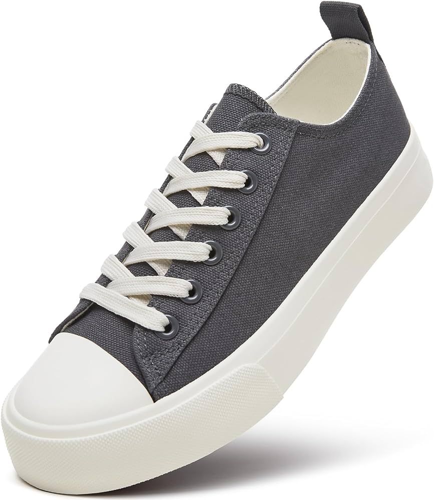 ZGR Womens White Canvas Sneakers,Classic Black Canvas Shoes,Casual Fashion Sneakers | Amazon (US)