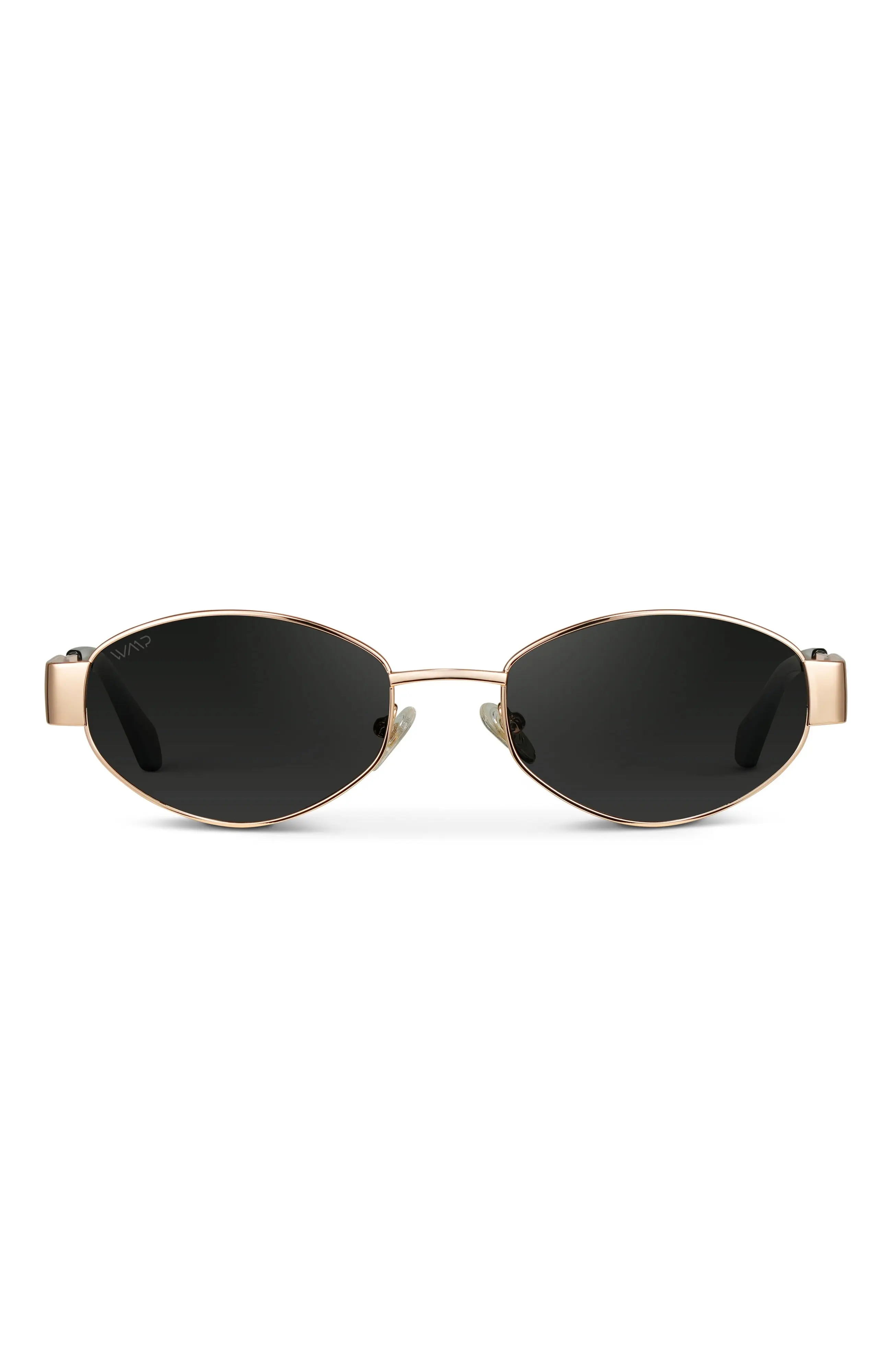 WMP Eyewear Verona - 54mm Oval Metal Sunglasses in Gold Black at Nordstrom | Nordstrom
