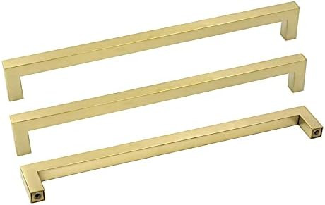goldenwarm Gold Drawer Pulls 10in Brass Hardware for Cabinets - LSJ12GD256 Modern Square Bar Pull... | Amazon (US)