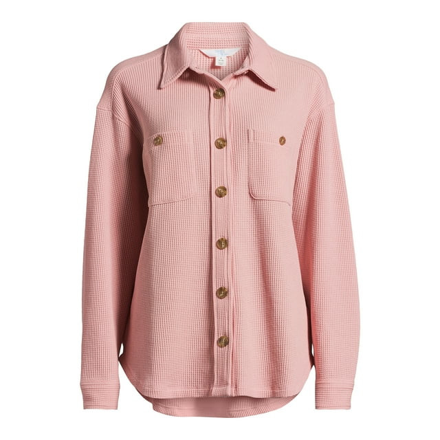Time and Tru Women's Waffle Knit Shacket, Sizes XS-XXXL - Walmart.com | Walmart (US)
