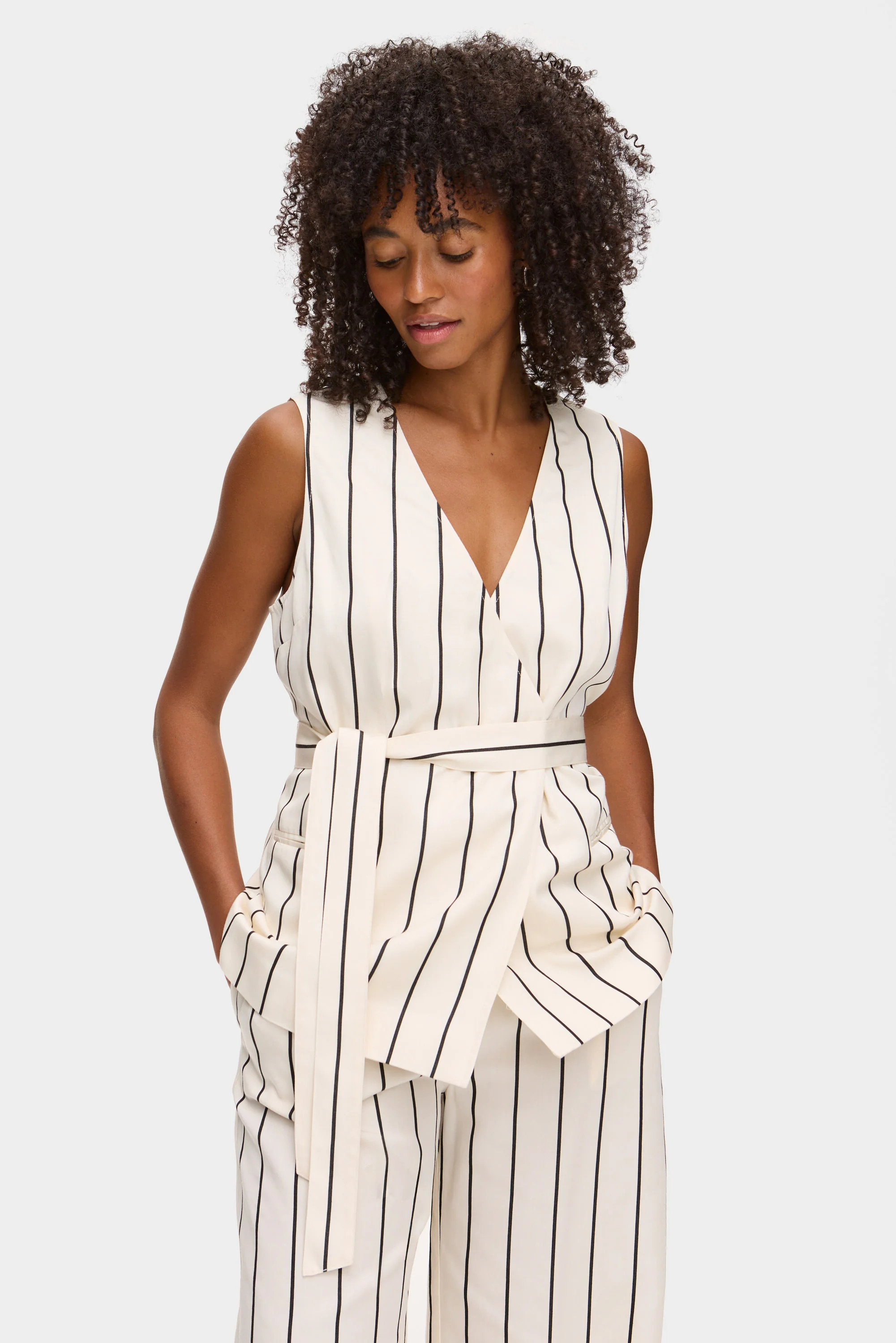 ALIGNE Striped Wrap Waistcoat | Jate | ALIGNE UK & EU