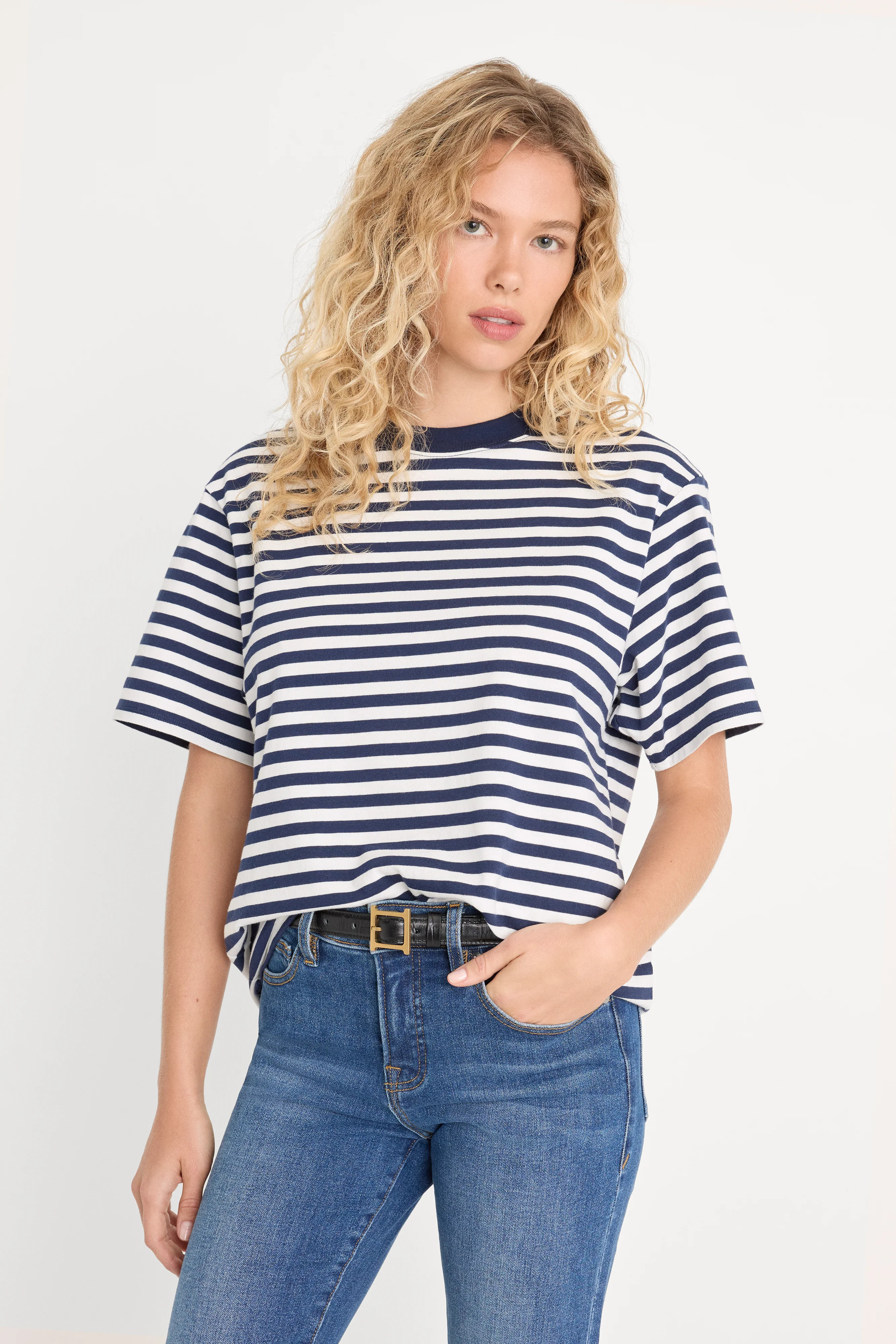 THE OVERSIZED TEE | CLEAN STRIPE HEARTH | Good American