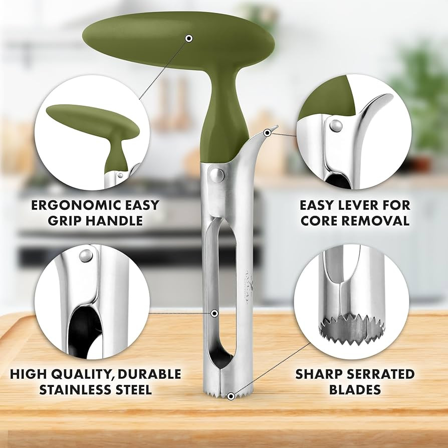 Zulay Kitchen Premium Apple Corer Tool - Ultra Sharp, Stainless Steel, Serrated Blades for Easy C... | Amazon (US)